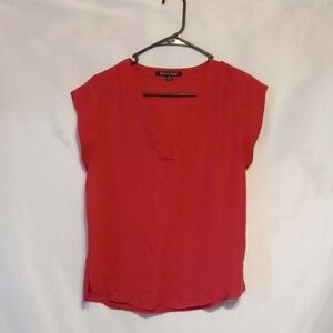 Women's Red V-Neck Top